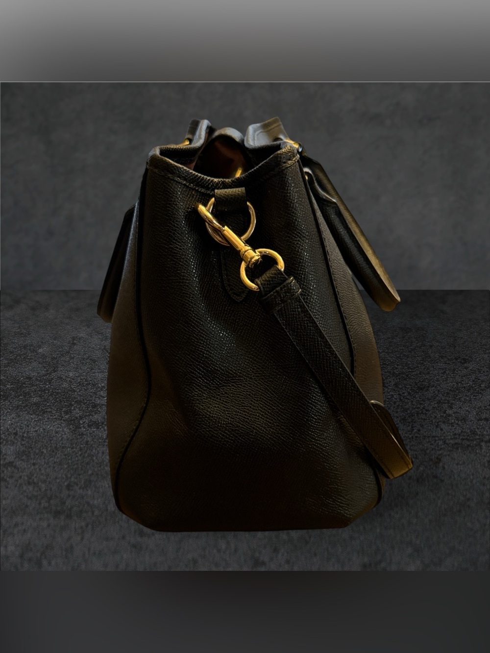COACH F57527 SMALL MARGOT CARRYALL CROSSGRAIN LEATHER BLACK HANDBAG WITH WALLET - Picture 6 of 16